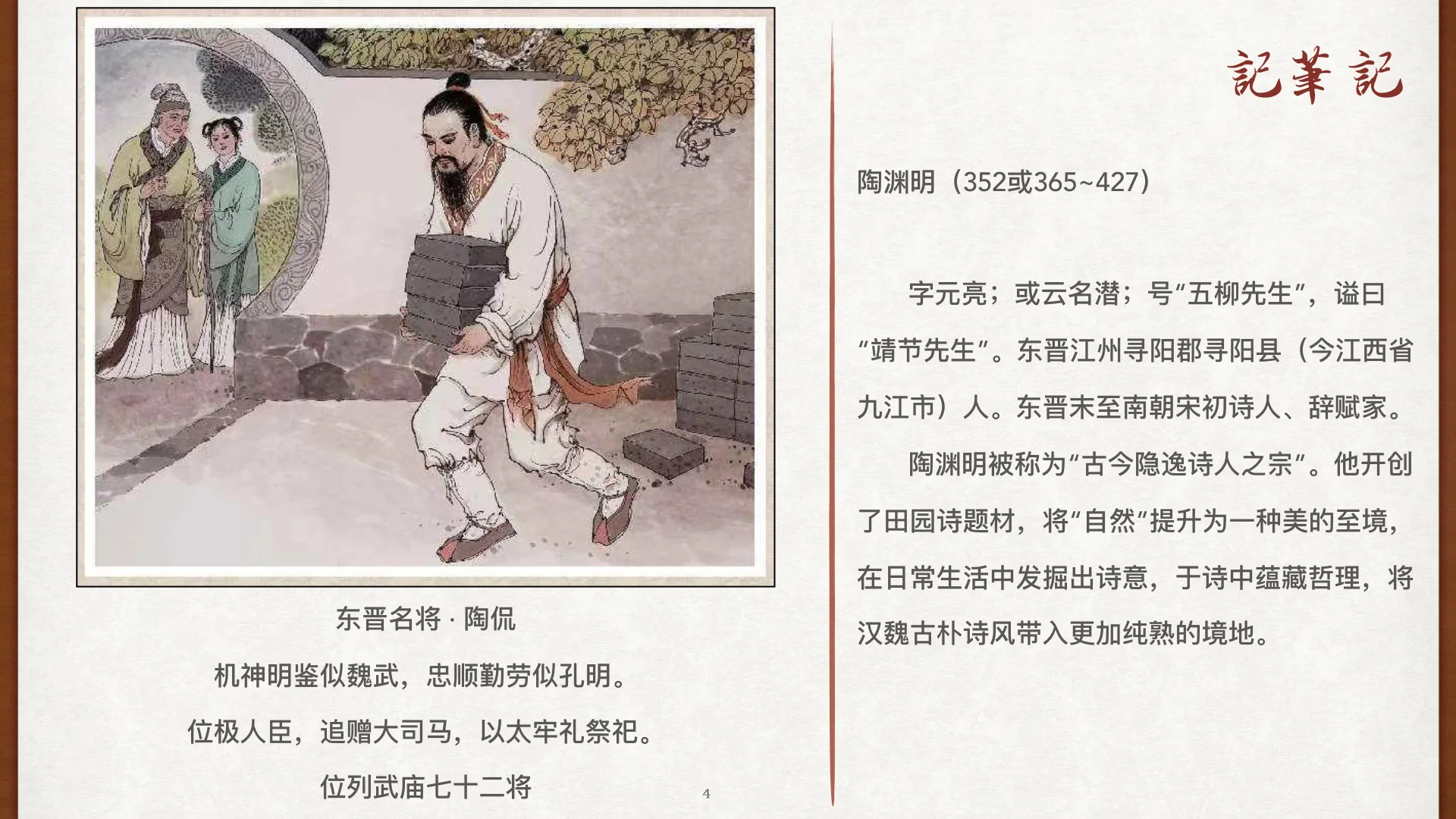 东晋名将陶侃与搬砖图