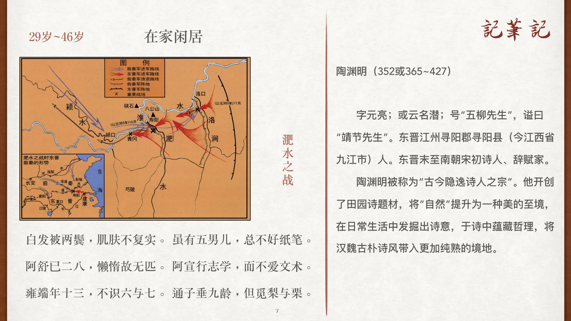 陶渊明闲居阶段与淝水之战