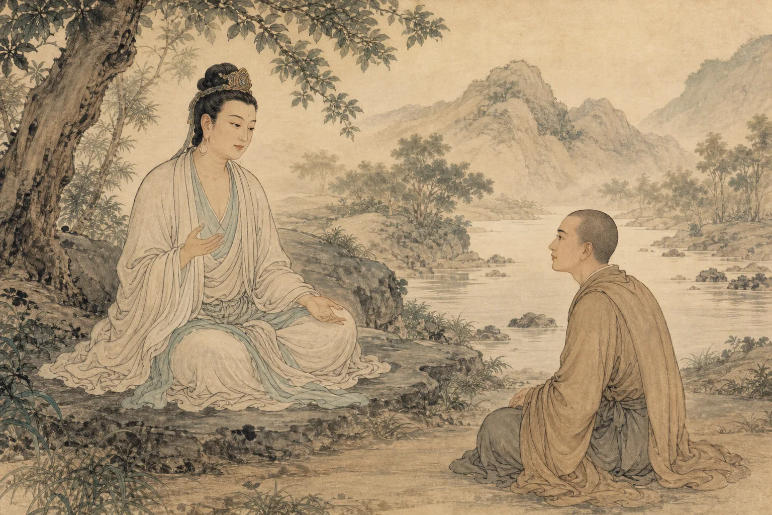 观自在菩萨向舍利子说法的人物关系意象