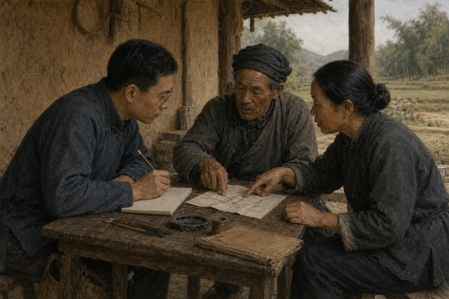 调查者亲自记录并向熟悉当地情况的人追问的学习意象图