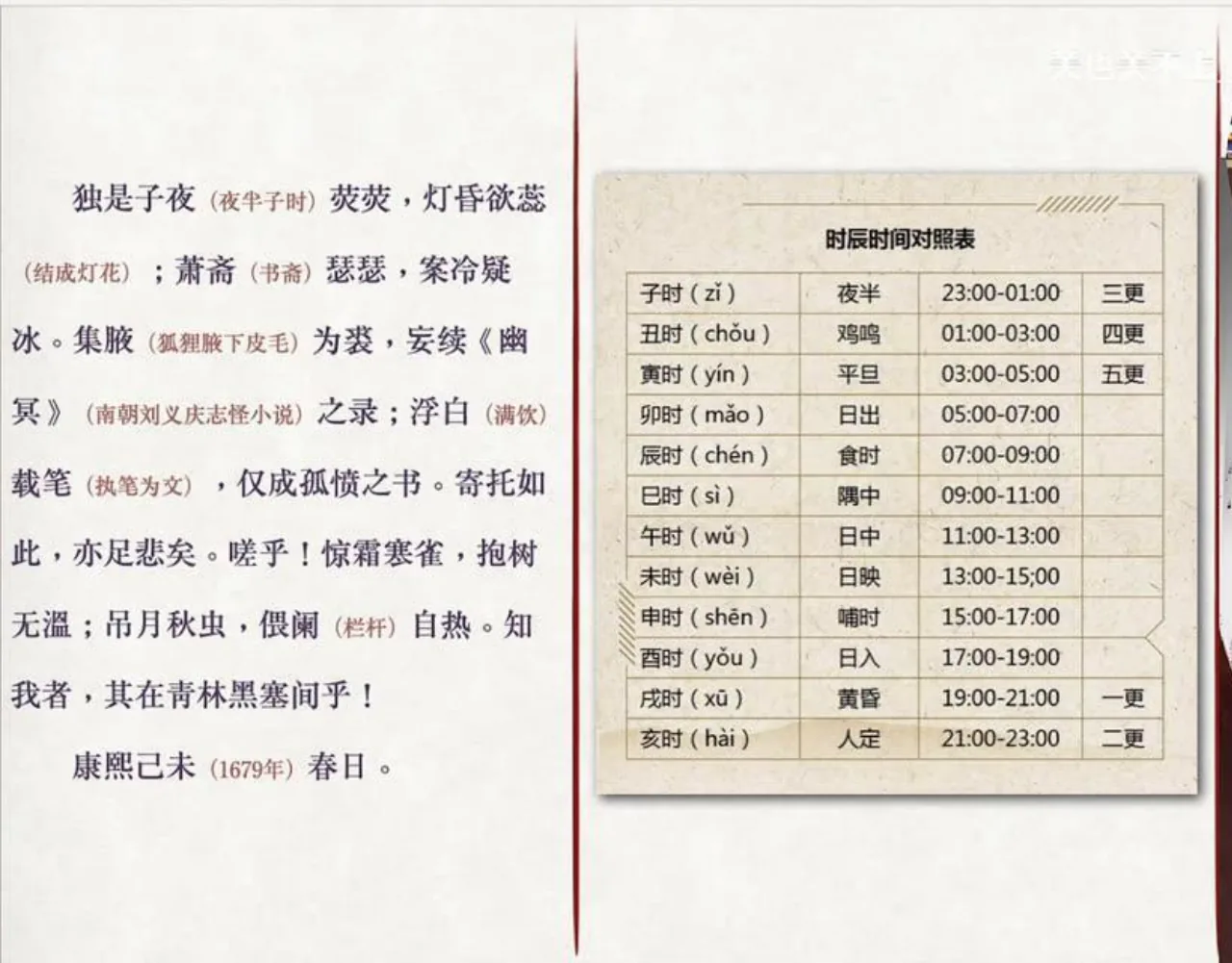 关也《聊斋自志》课件第53页：十二时辰对照表