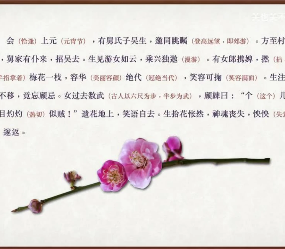 关也《婴宁》课件第10页：梅花意象的完整状态