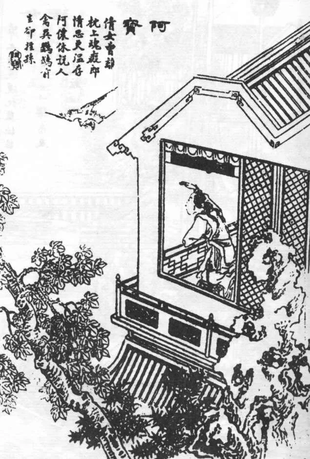 原课所附《阿宝》插图：阿宝与孙子楚