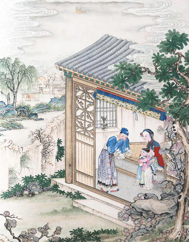 原课所附《红玉》插图：红玉重建冯家