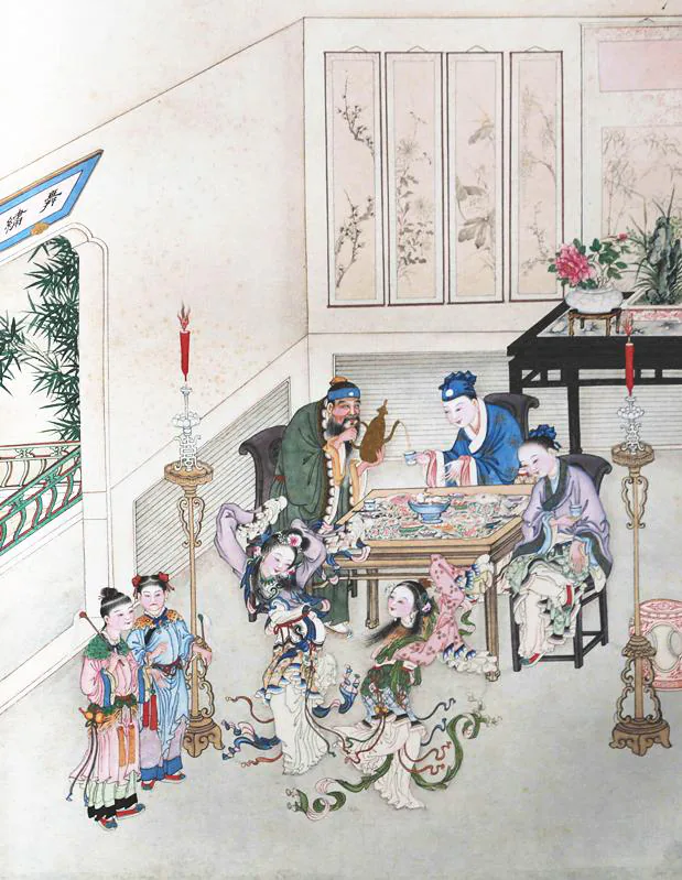 原课所附《道士》插图：破庙中的石家姊妹