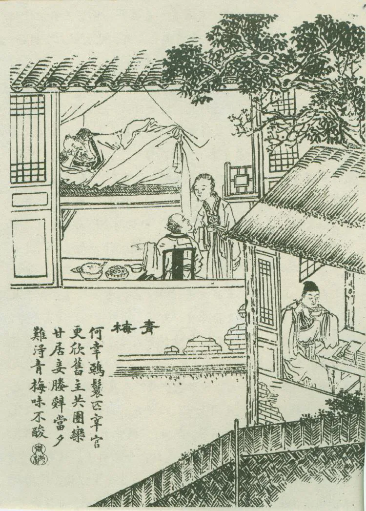 原课所附《青梅》插图：青梅识人并推动婚事