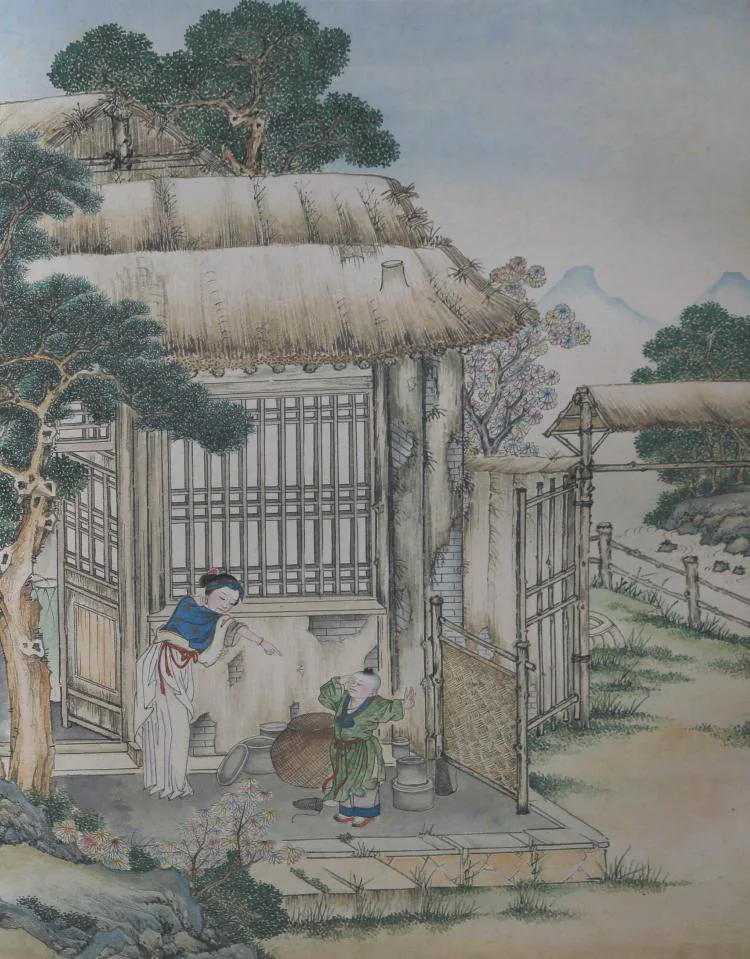 原课所附《促织》插图：儿童与促织