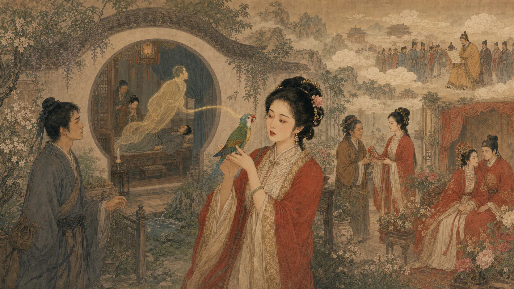《阿宝》16:9连续叙事总览：离魂、鹦鹉、婚姻与入仕